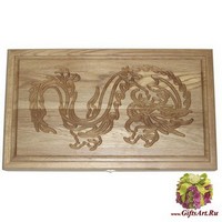 Резные нарды из массива натурального дуба &quot;Дракон&quot; с ложементом