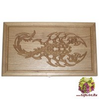 Резные нарды из массива натурального дуба &quot;Скорпион&quot; с ложементом