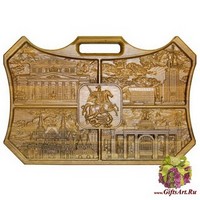 Резные подарочные нарды из массива мореного дуба &quot;Москва&quot;