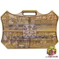 Резные подарочные нарды из массива мореного дуба &quot;Санкт-Петербург&quot;