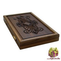 Резные дорожные нарды из массива мореного дуба без ложемента