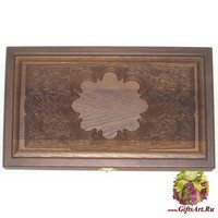 Резные дорожные нарды из массива мореного дуба без ложемента