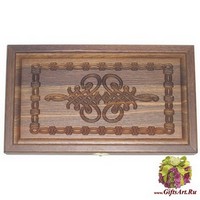 Резные дорожные нарды из массива мореного дуба без ложемента