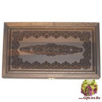 Резные дорожные нарды из массива мореного дуба без ложемента