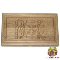 Резные дорожные нарды из массива натурального дуба без ложемента &quot;Питер&quot;