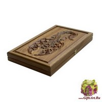 Резные дорожные нарды из массива натурального дуба без ложемента &quot;Скорпион&quot;