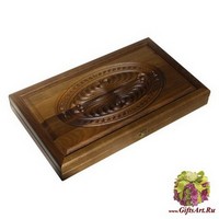 Резные дорожные нарды из массива мореного дуба без ложемента