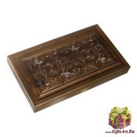 Резные дорожные нарды из массива мореного дуба без ложемента