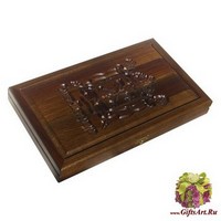 Резные дорожные нарды из массива мореного дуба без ложемента &quot;Питер&quot;