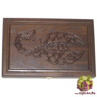 Резные дорожные нарды из массива мореного дуба &quot;Скорпион&quot;