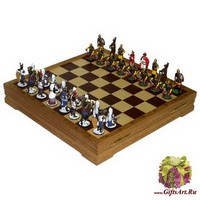 Шахматы исторические с фигурами из олова покрашенными в полу коллекционном качестве