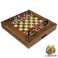 Шахматы исторические эксклюзивные &quot;Ледовое побоище&quot; с фигурами из олова покрашенными в полу коллекционном качестве