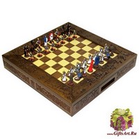 Шахматы исторические эксклюзивные &quot;Ледовое побоище&quot; с фигурами из олова покрашенными в полу коллекционном качестве