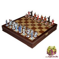 Шахматы исторические с фигурами из олова покрашенными в полу коллекционном качестве