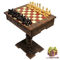 Стол резной из массива мореного дуба 60*48*70 см