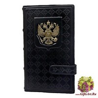 Визитница настольная «Россия с гербом» черная