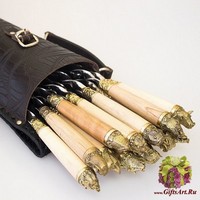 Шашлычный набор «Звери» на 12 шампуров